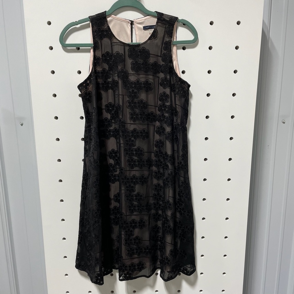 Tommy Hilfiger Women Sleeveless Black Crochet Lace Dress Size 4